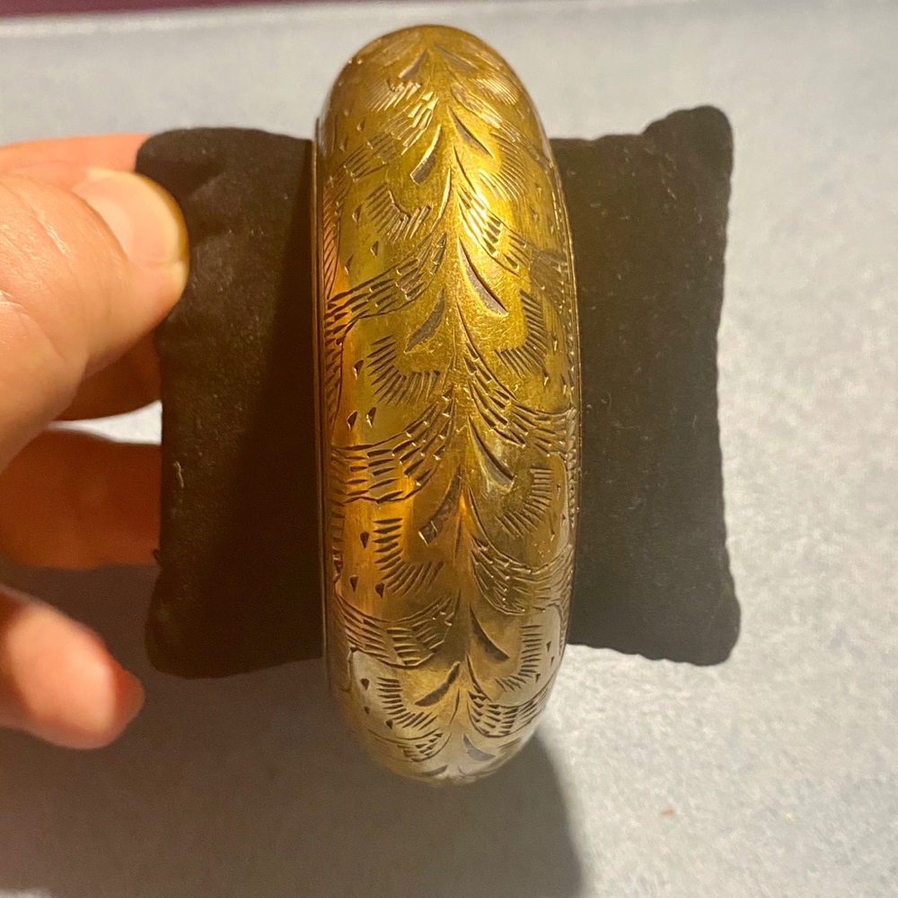 Solid Brass Bracelet with Etching - Picture 1 of 5